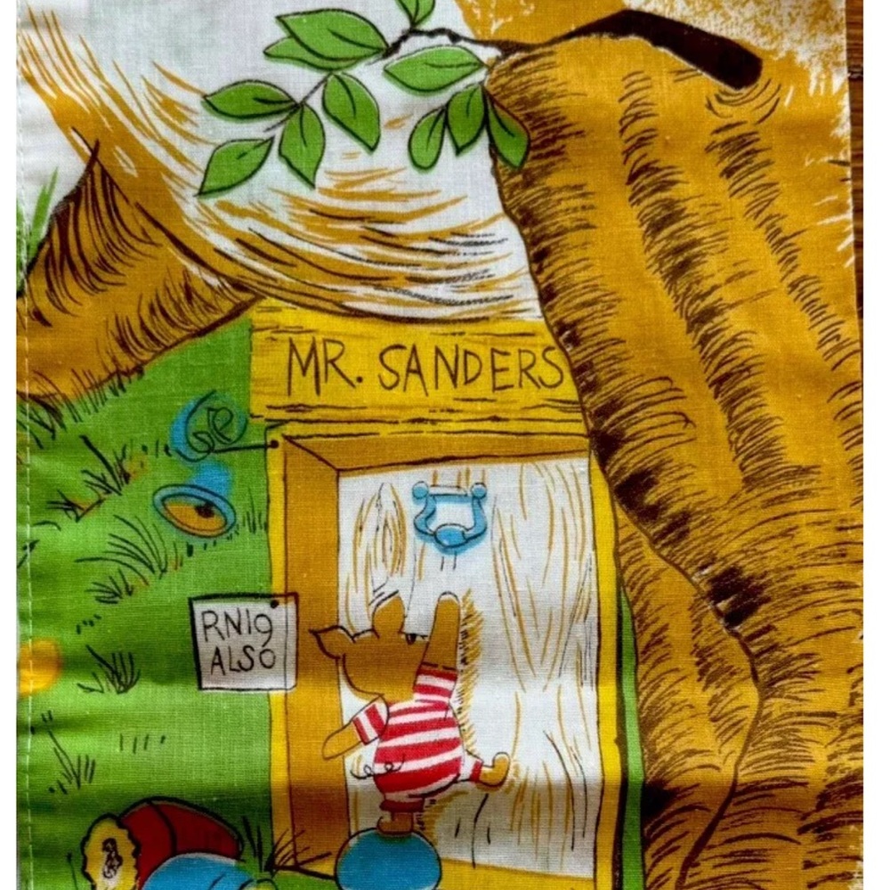 EUC SEARS Disney Winnie the Poor Full Perma Prest Flat Sheet Full Size